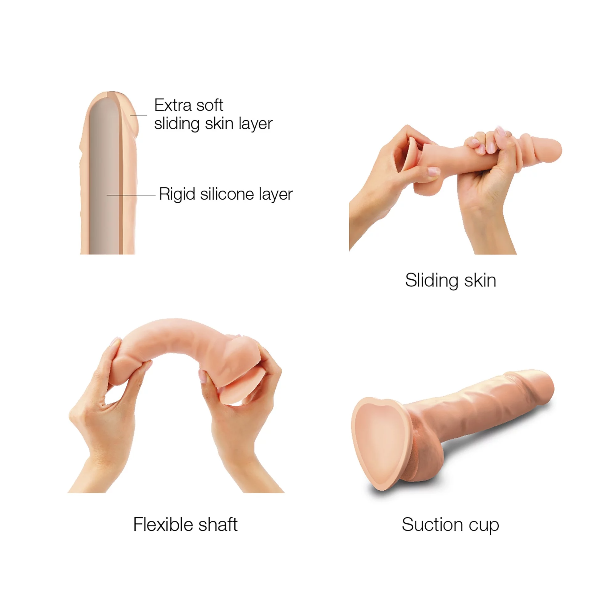 SLIDING SKIN REALISTIC DILDO VANILLA XXL