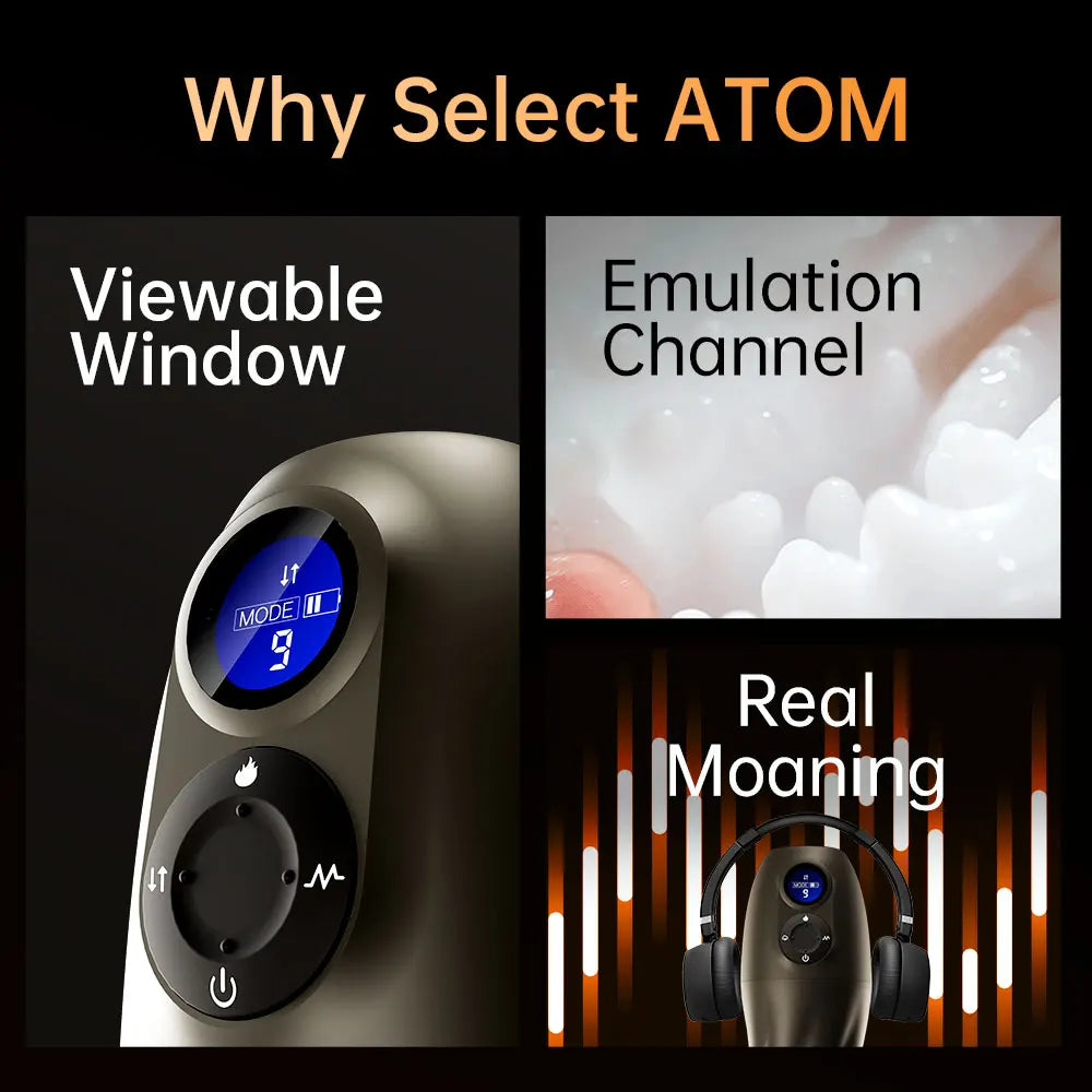 ATOM – Electric Sucking & Vibration Masturbator with Realistic Texture and Automatic Heating - SizzleFox