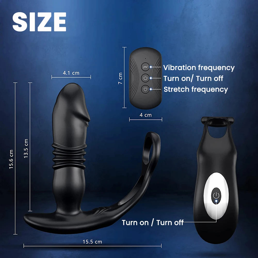 VibeThrust Duo – 3 Thrusting & 12 Vibrating Cock Ring Prostate Massager - SizzleFox