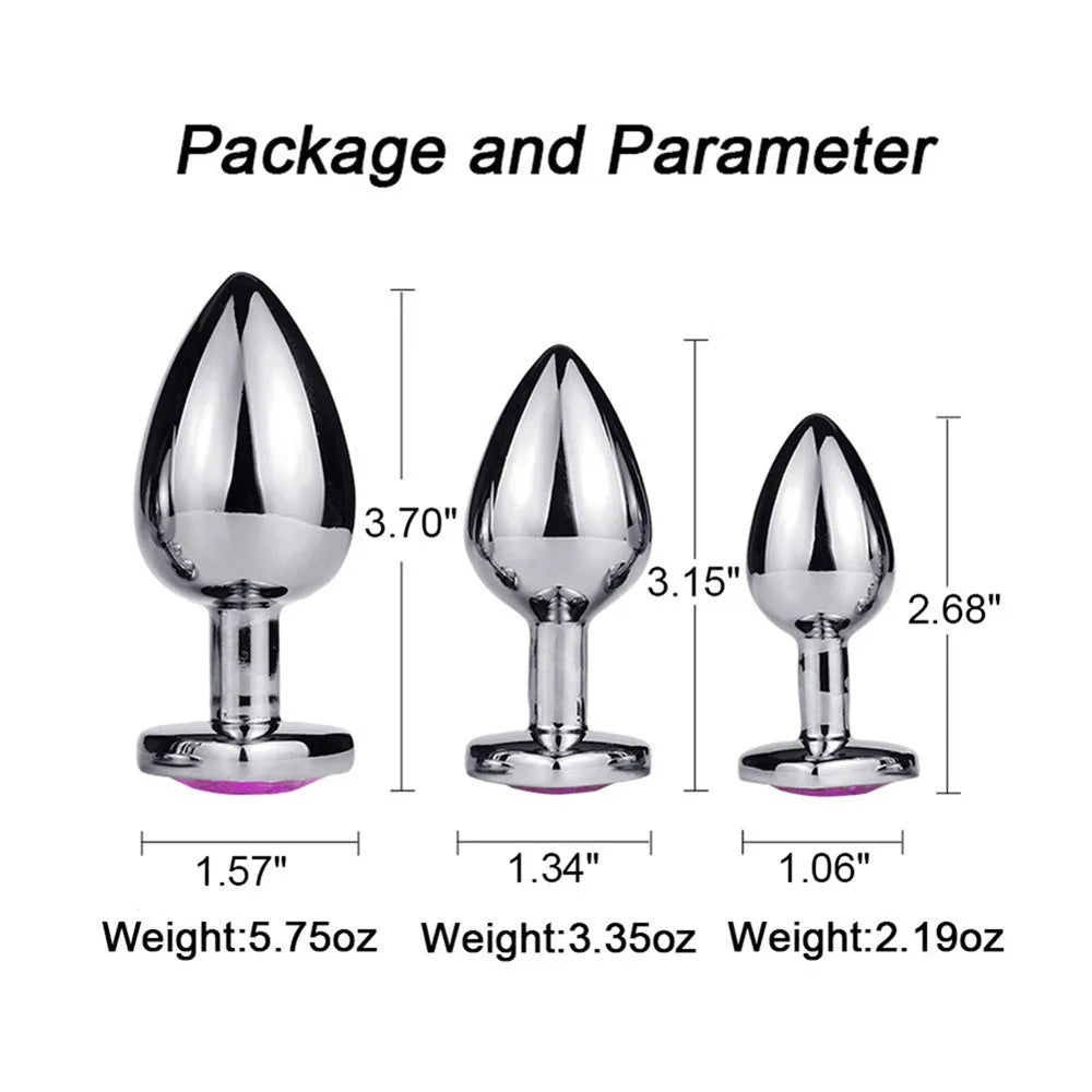 HeartGem Stainless Steel Anal Plug Set - SizzleFox