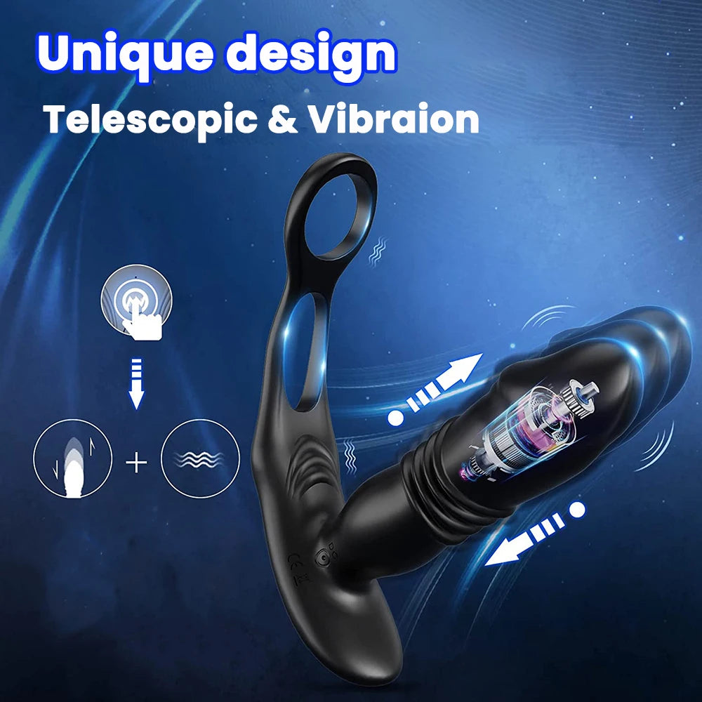 VibeThrust Duo – 3 Thrusting & 12 Vibrating Cock Ring Prostate Massager - SizzleFox