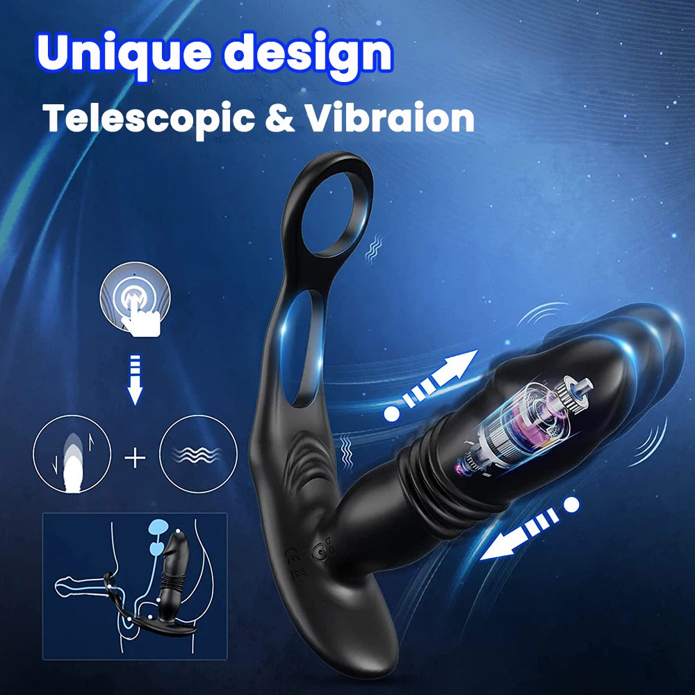 VibeThrust Duo – 3 Thrusting & 12 Vibrating Cock Ring Prostate Massager - SizzleFox