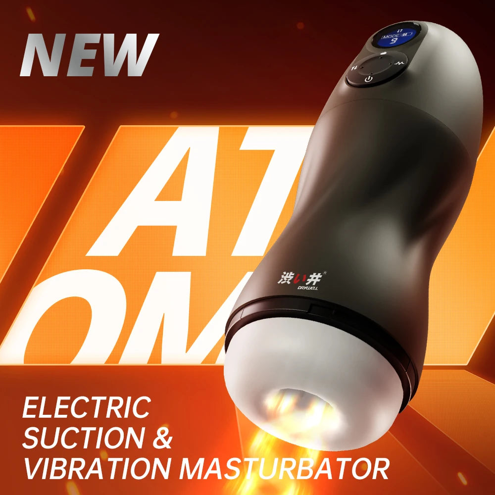 ATOM – Electric Sucking & Vibration Masturbator with Realistic Texture and Automatic Heating - SizzleFox