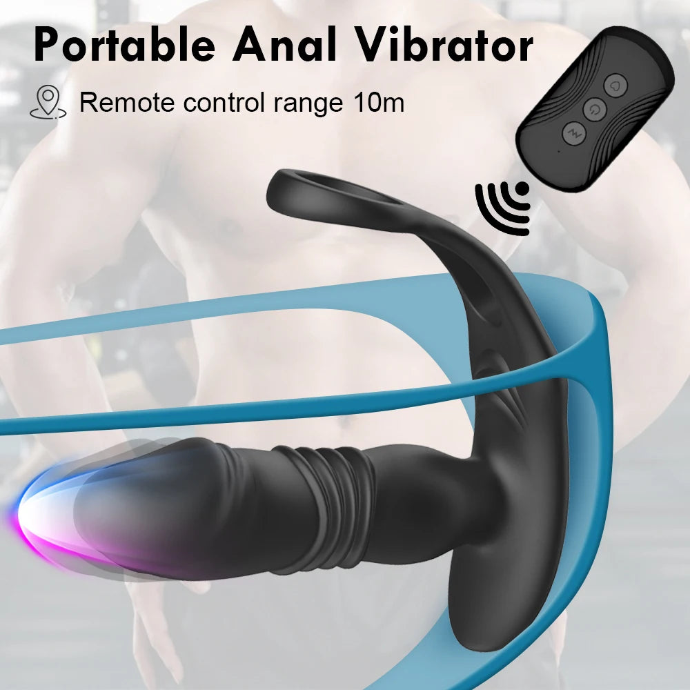 VibeThrust Duo – 3 Thrusting & 12 Vibrating Cock Ring Prostate Massager - SizzleFox