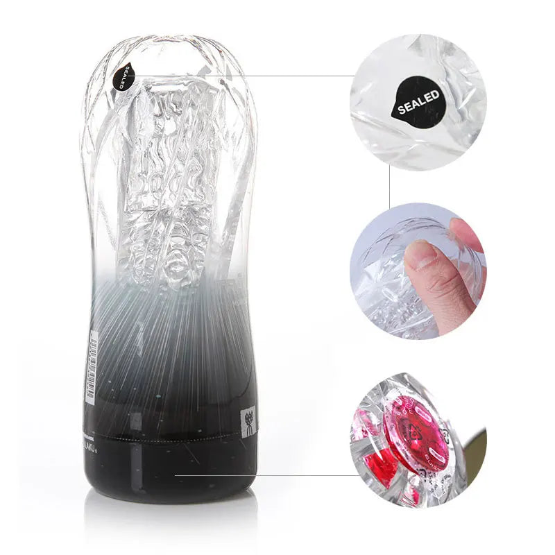 ClearPulse – Transparent Male Masturbator Cup with Soft Vagina for Endurance Training - SizzleFox