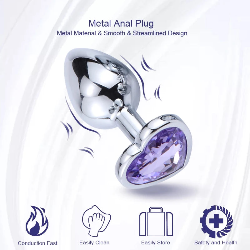 HeartGem Stainless Steel Anal Plug Set - SizzleFox