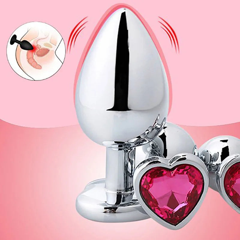 HeartGem Stainless Steel Anal Plug Set - SizzleFox