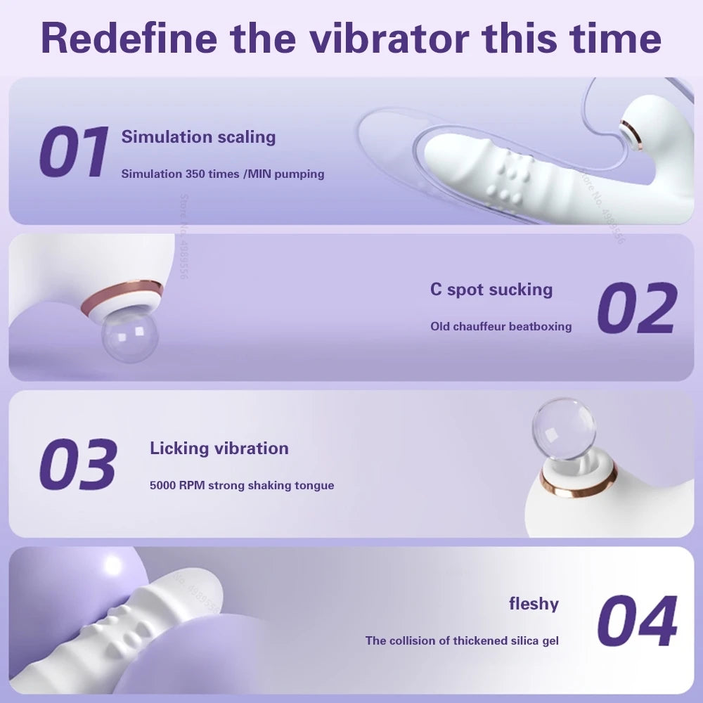 Intense Pleasure Vibrator - Thrusting, Clit-Licking, and G-Spot Spinning - SizzleFox