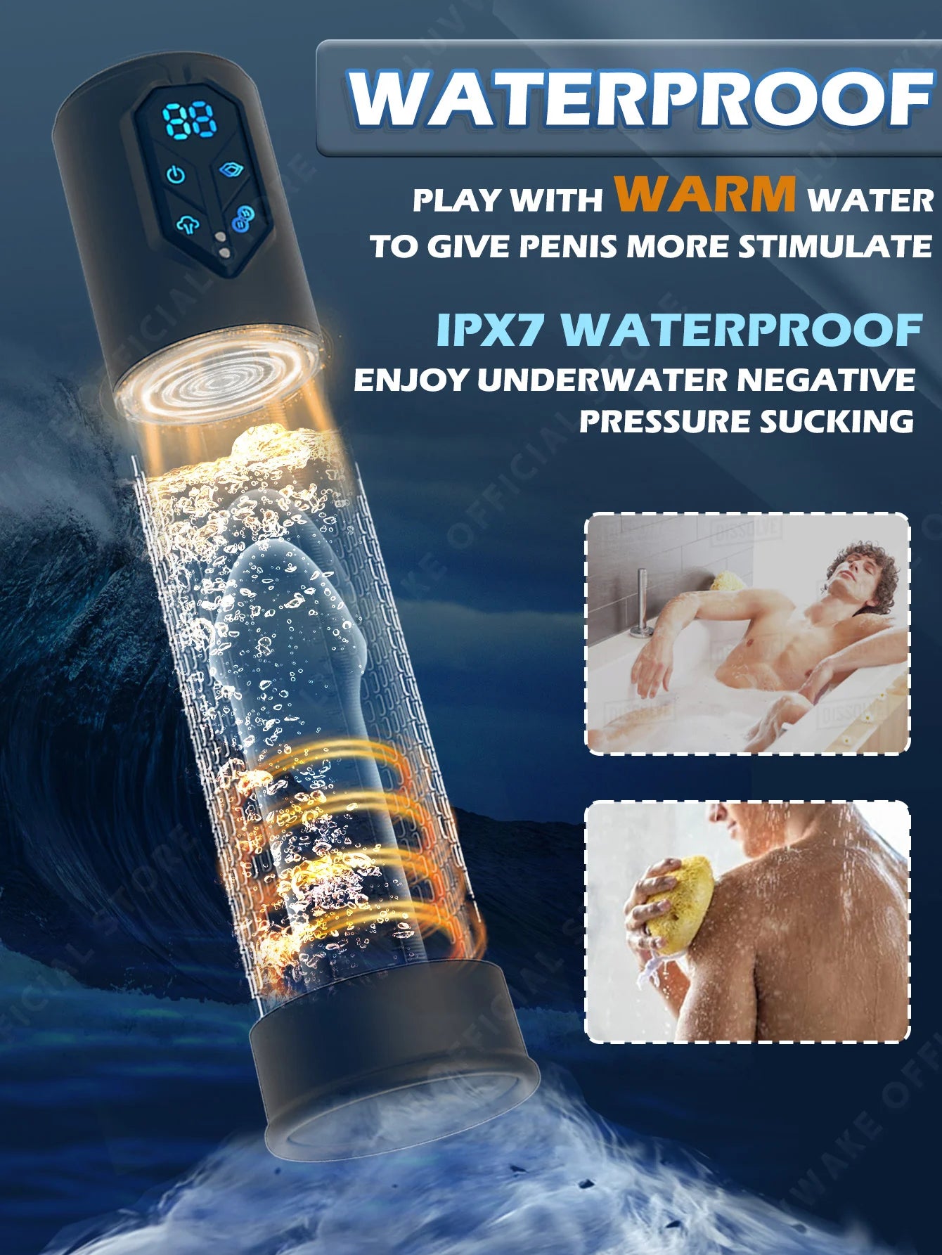 Waterproof Electric Penis Pump – 4 Suction Levels with 2 Silicone Sleeves for Enlargement - SizzleFox