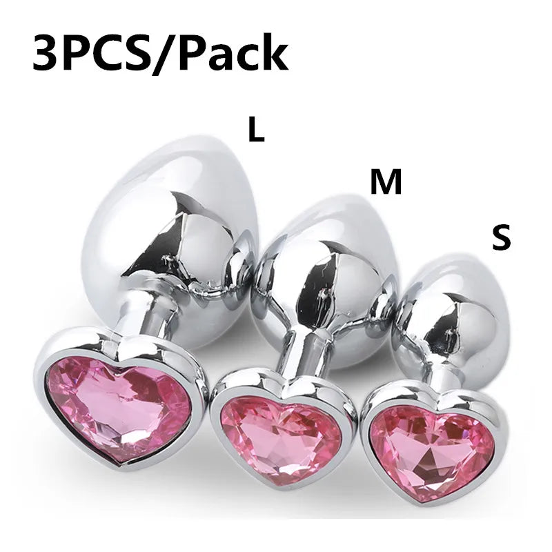 HeartGem Stainless Steel Anal Plug Set - SizzleFox