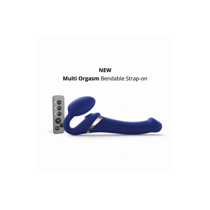 MULTI ORGASM BENDABLE STRAP-ON - M - NIGHT BLUE