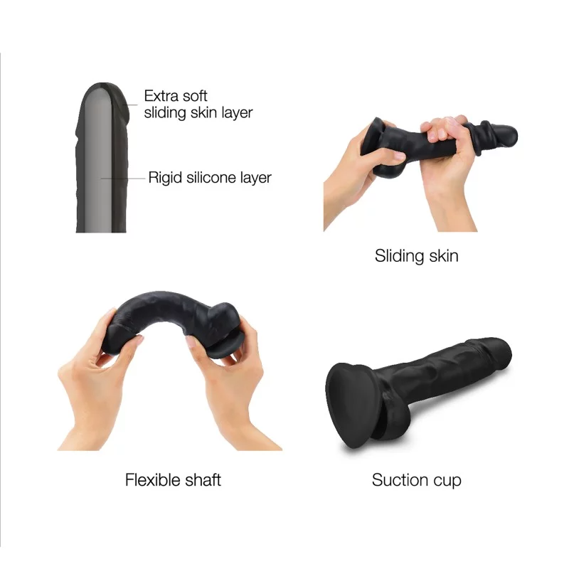 SLIDING SKIN REALISTIC DILDO BLACK L